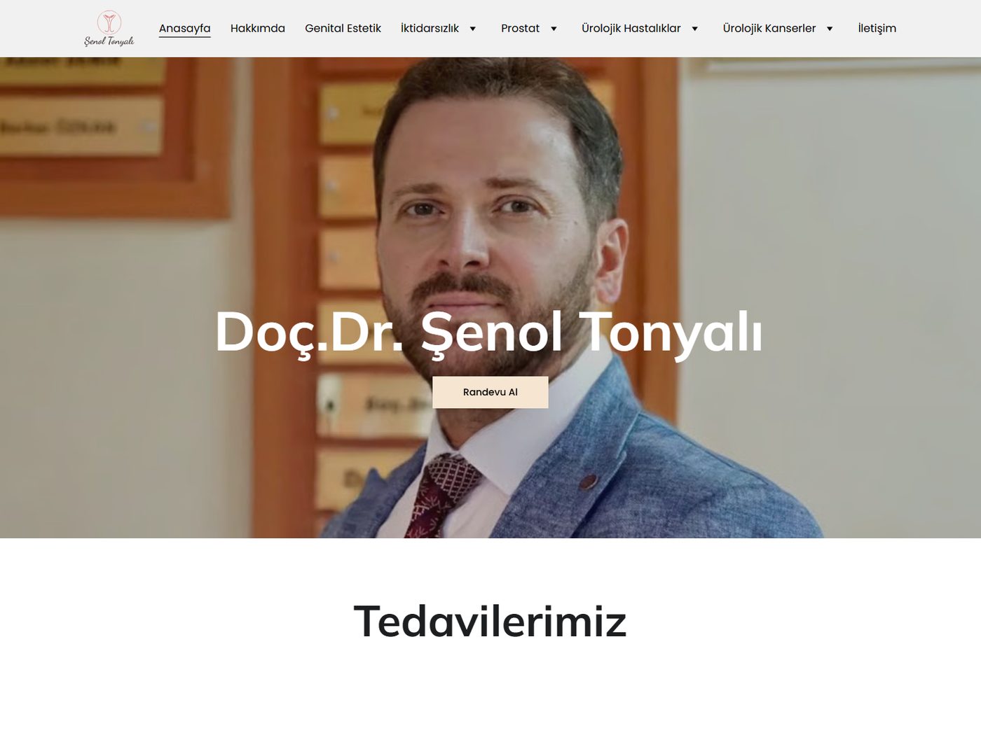 Doç. Dr. Şenol Tonyalı web sitesi ekran görüntüsü